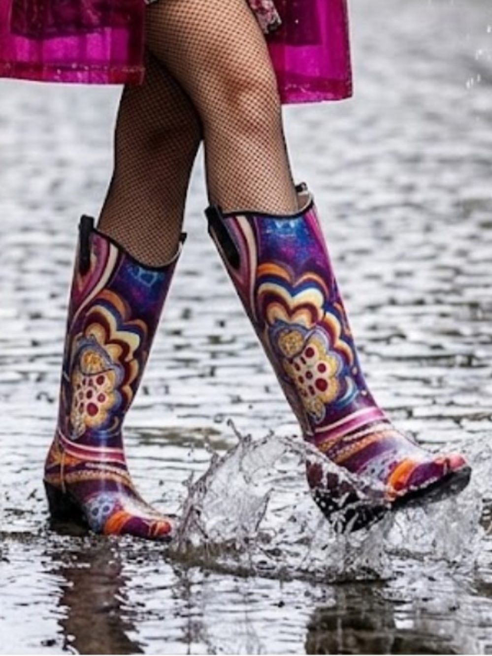 Nomad Colorful Western Rain Boots ,Bold Print .